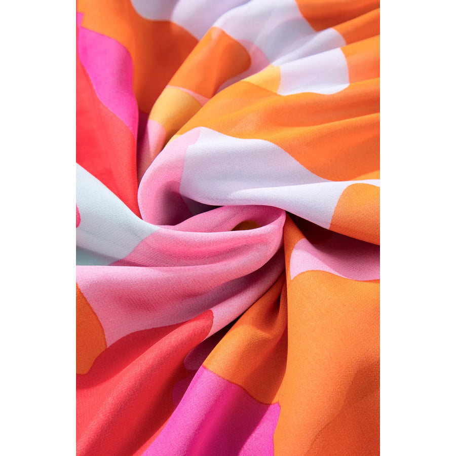 Color Block V-Neck Long Sleeve Dress Apparel and Accessories