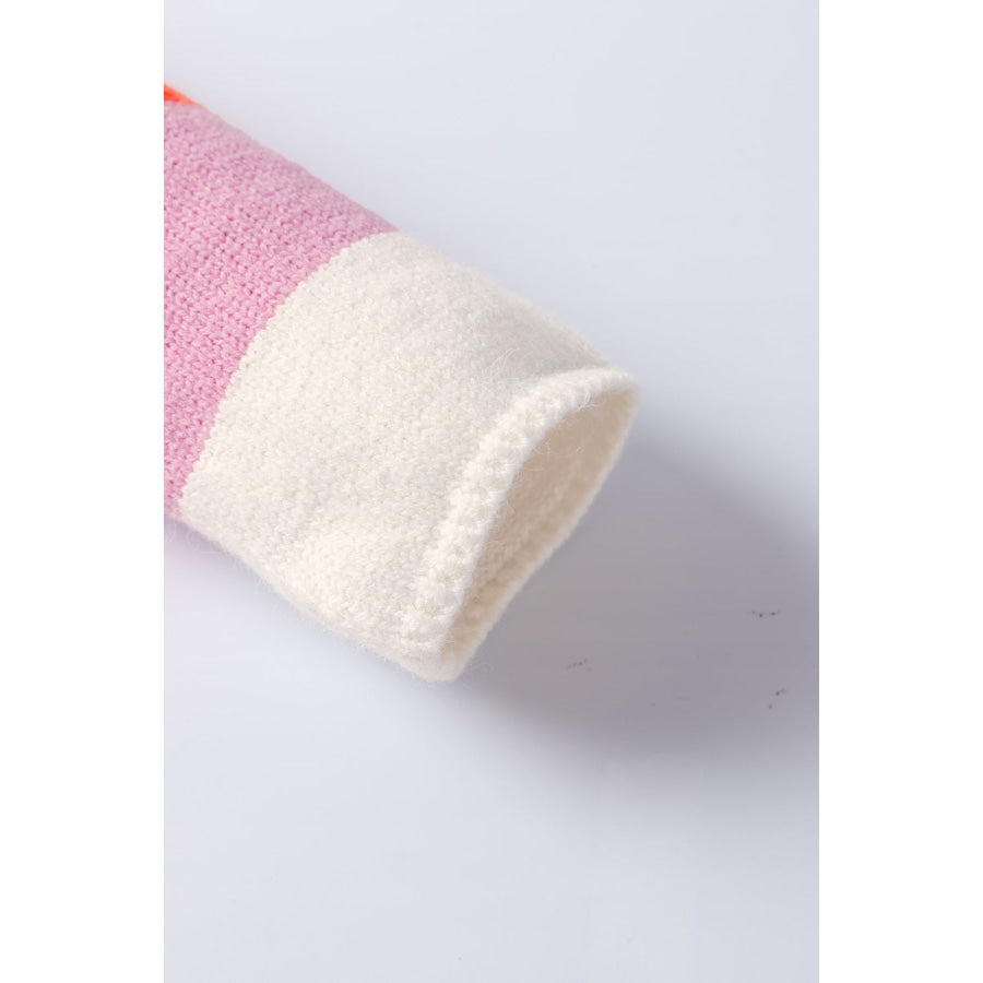 Color Block V-Neck Long Sleeve Sweater Apparel and Accessories