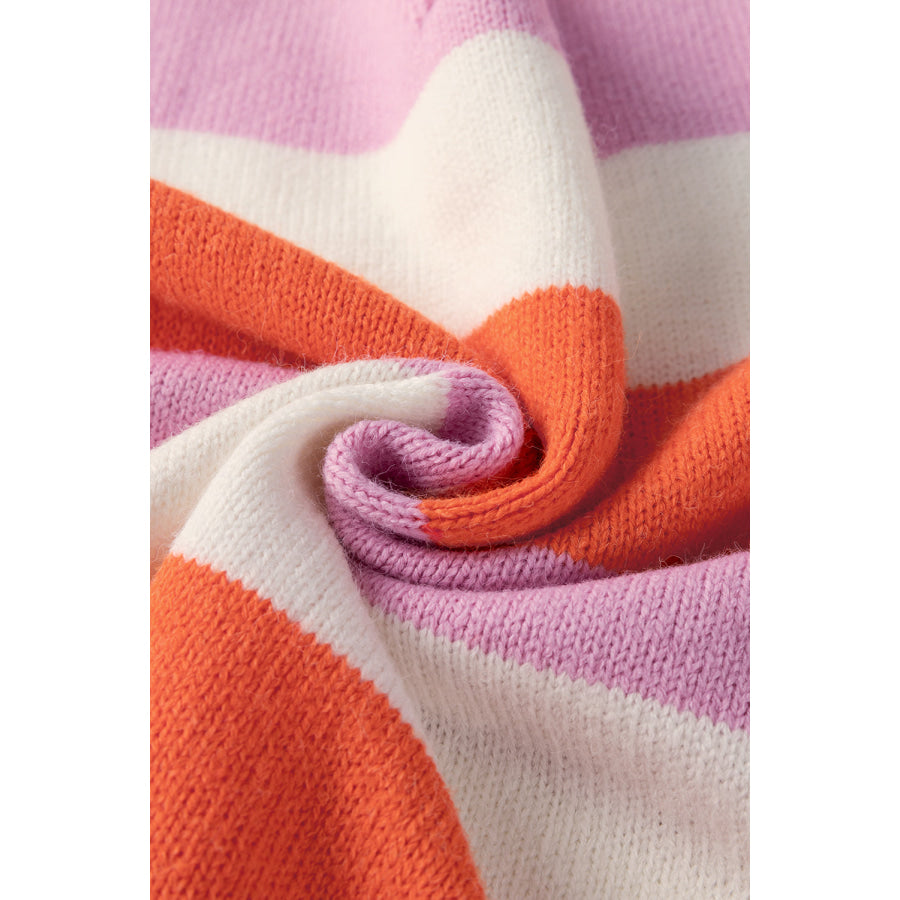 Color Block V-Neck Long Sleeve Sweater Apparel and Accessories