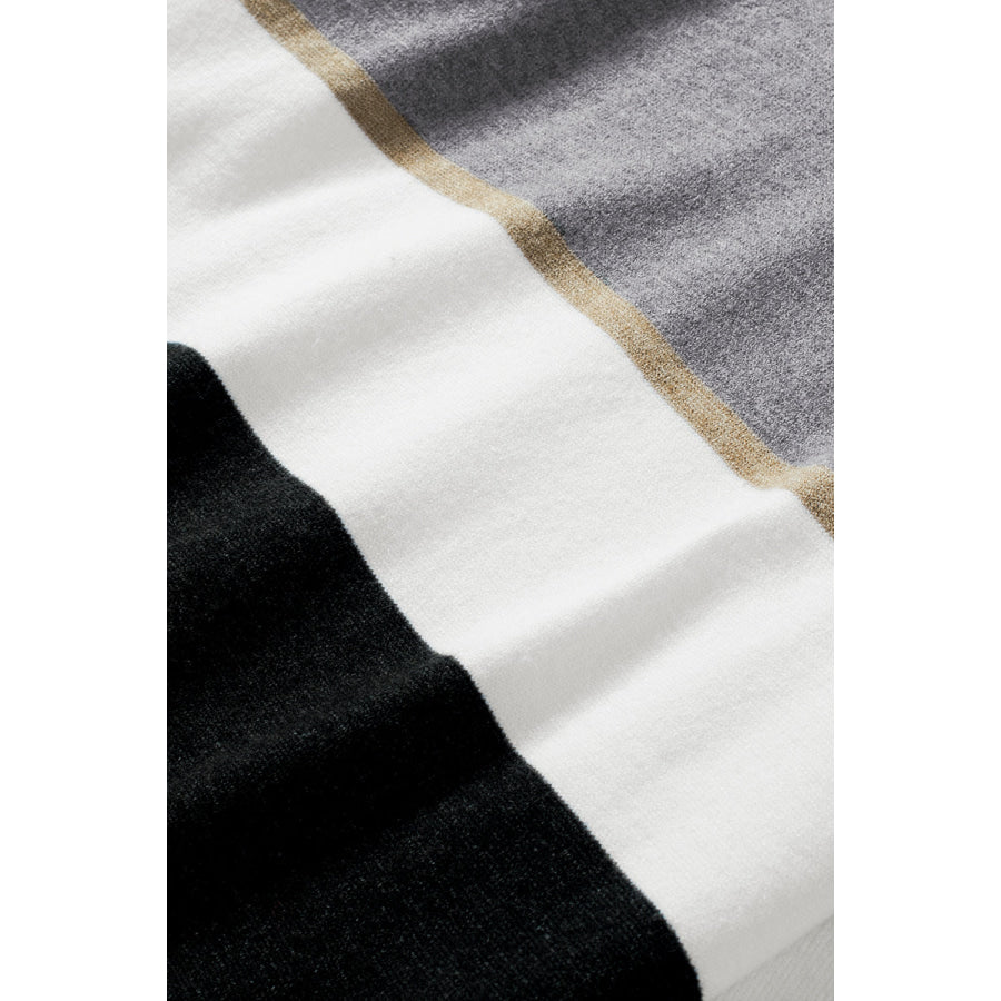 Color Block V Neck Long Sleeve Sweater Apparel and Accessories