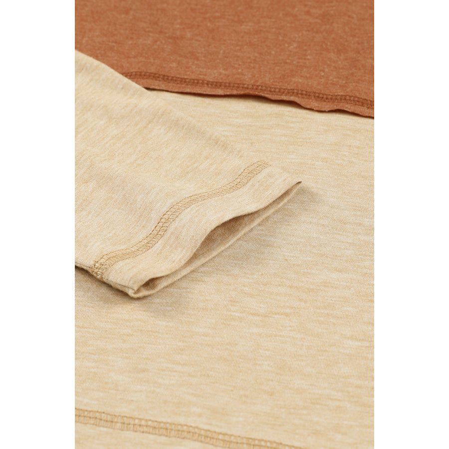 Color Block V-Neck Long Sleeve Top Apparel and Accessories