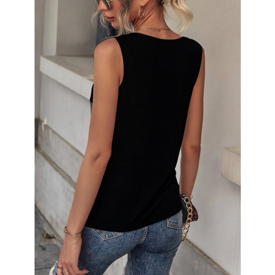 Color Block Wide Strap Tank Black / S Apparel and Accessories