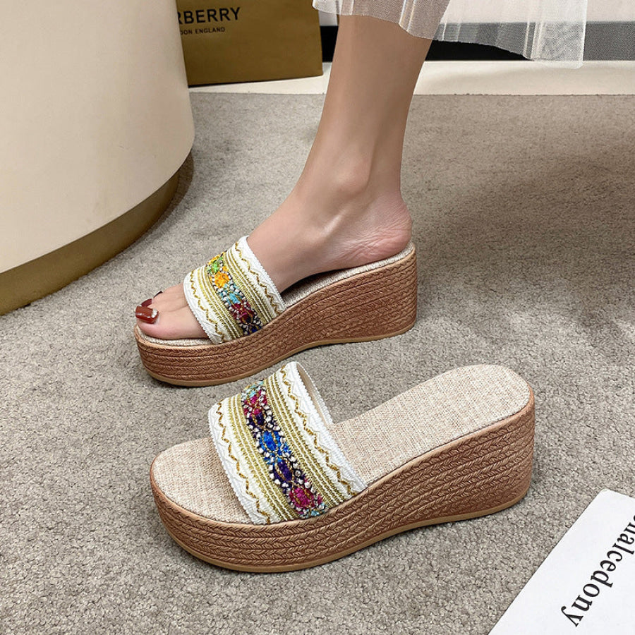Contrast Cloth Wedge Sandals Apparel and Accessories