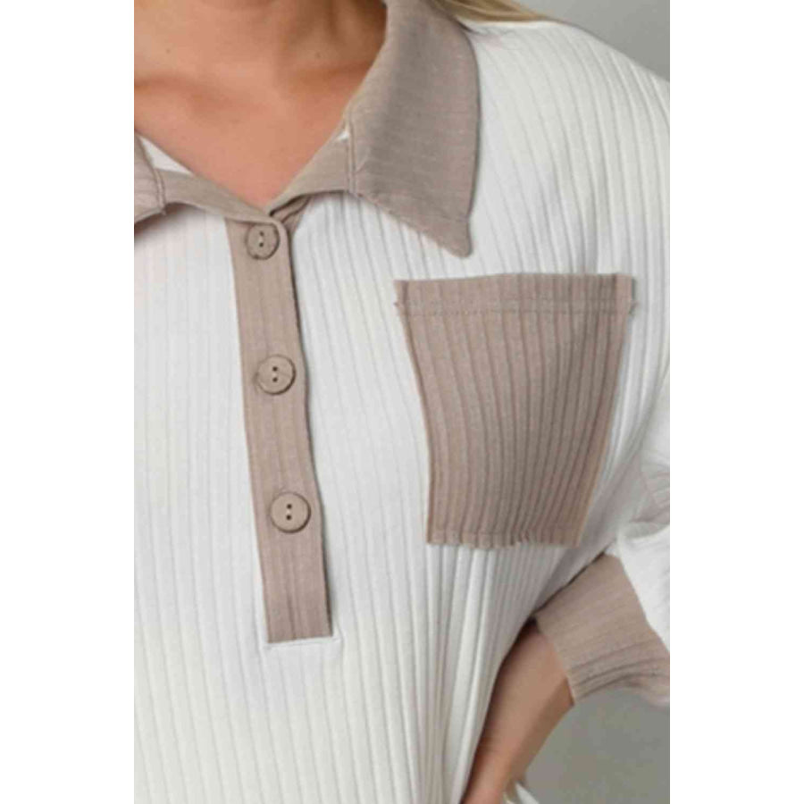 Contrast Collared Neck Top