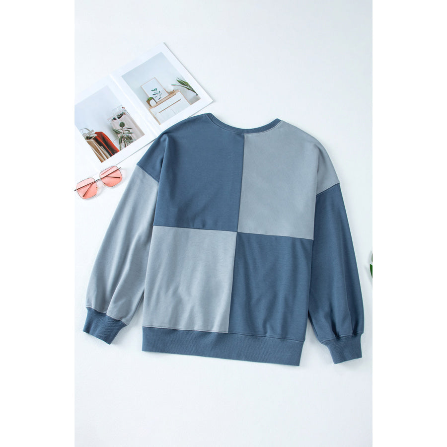Contrast Half Button Long Sleeve Sweatshirt Apparel and Accessories