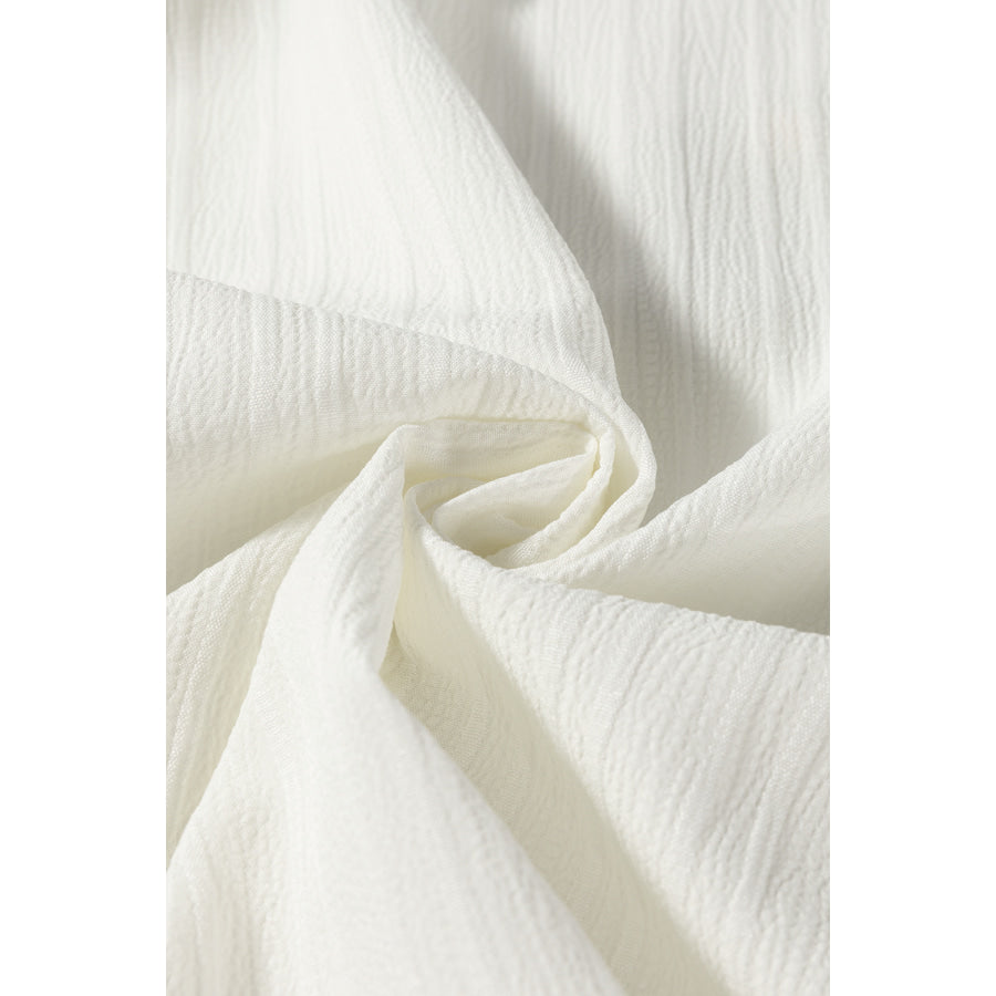 Contrast Notched Long Sleeve Blouse Apparel and Accessories