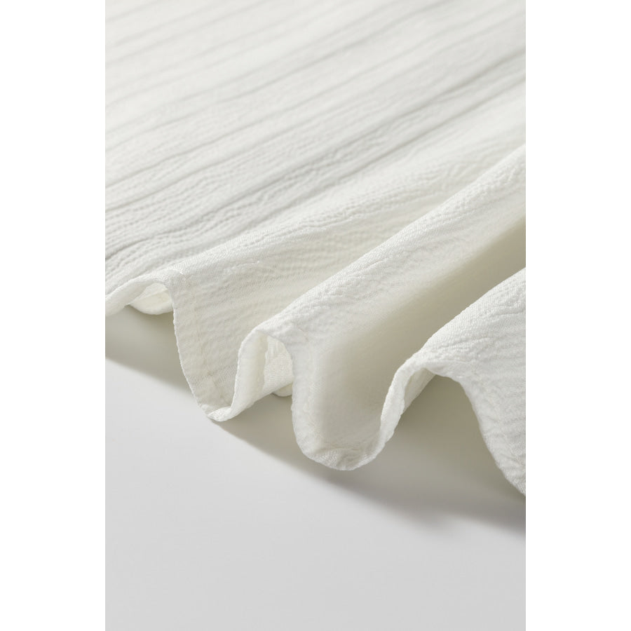 Contrast Notched Long Sleeve Blouse Apparel and Accessories