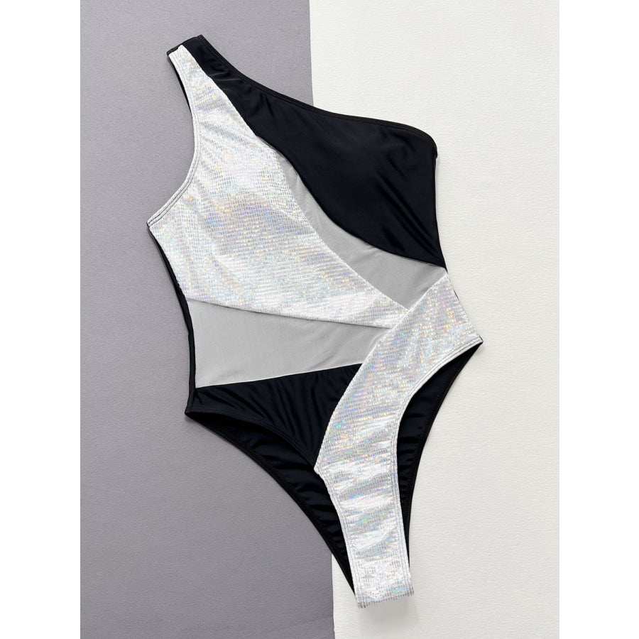 Contrast Panel One-Piece Swimsuit Apparel and Accessories