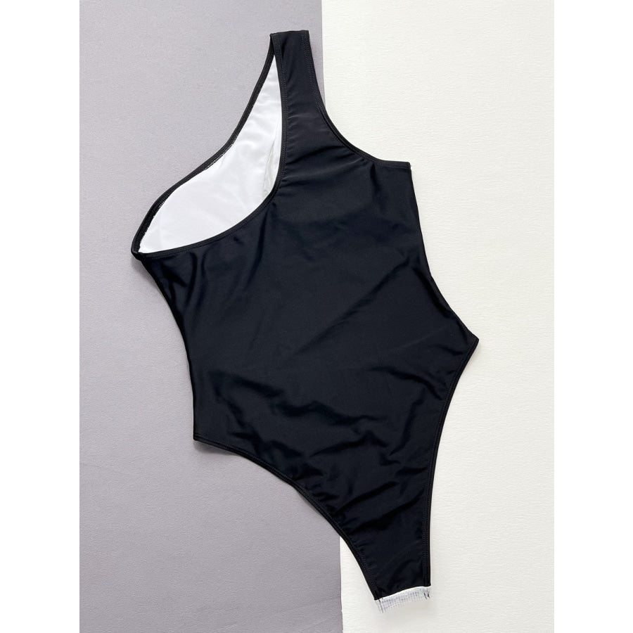 Contrast Panel One-Piece Swimsuit Apparel and Accessories