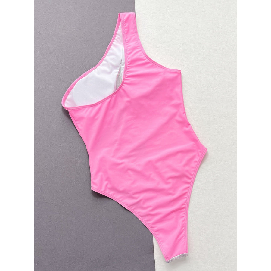 Contrast Panel One-Piece Swimsuit Hot Pink / S Apparel and Accessories