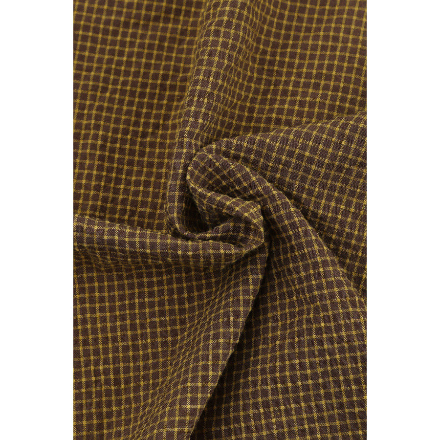 Contrast Plaid Button Down Long Sleeve Shirt Apparel and Accessories