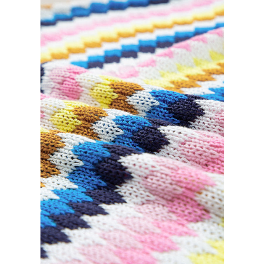 Contrast Round Neck Short Sleeve Sweater Apparel and Accessories