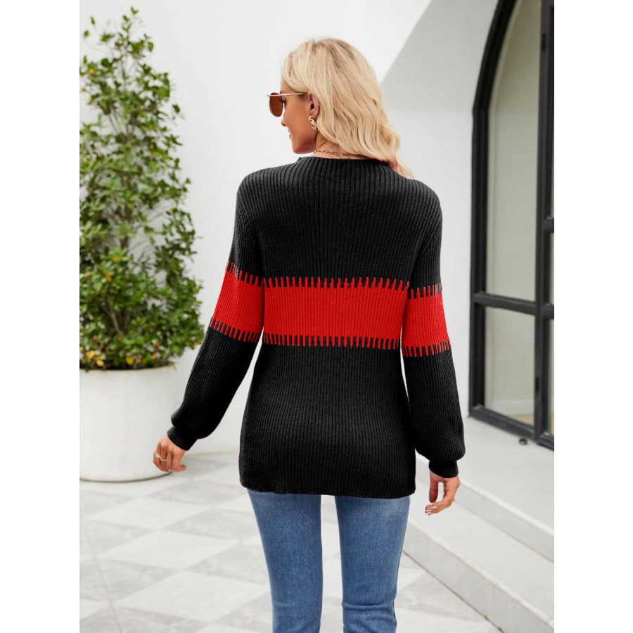 Contrast Round Neck Sweater