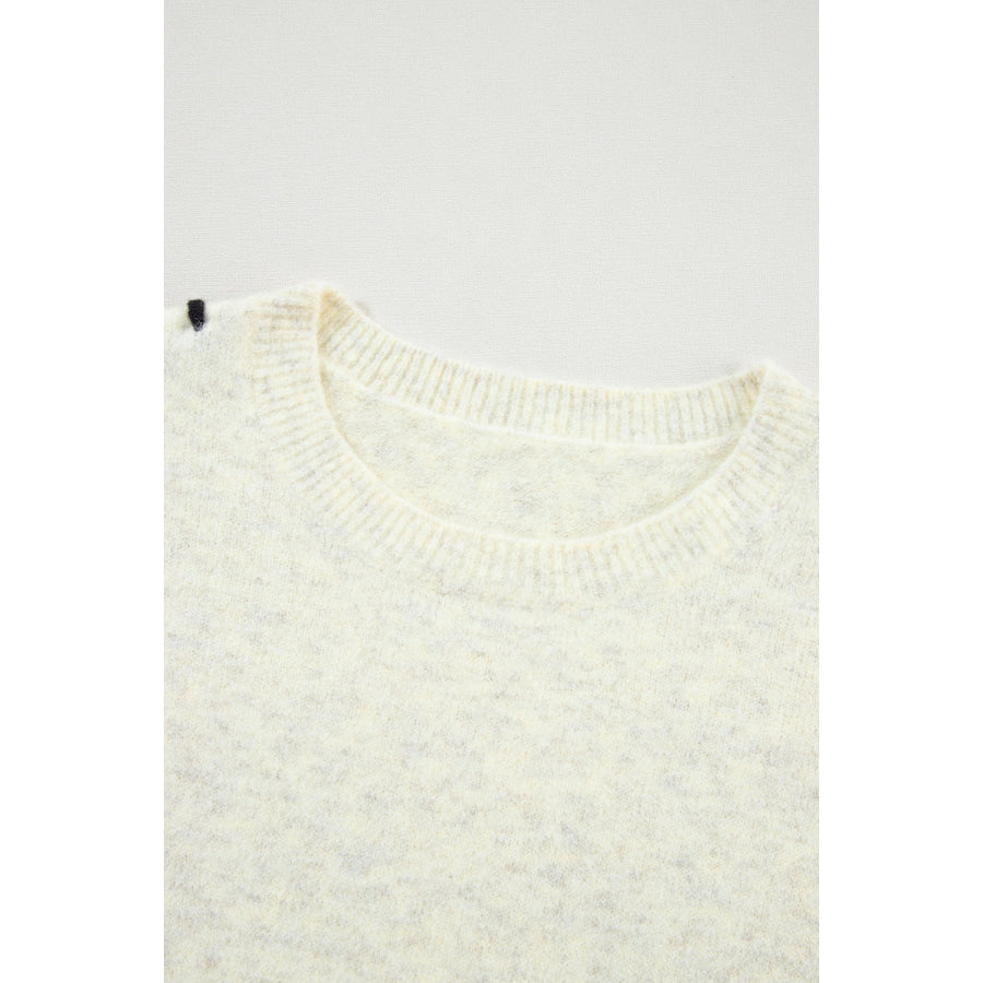 Contrast Stitch Detail Ribbed Trim Sweater Apparel and Accessories