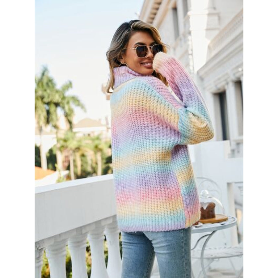 Contrast Turtleneck Dropped Shoulder Sweater Apparel and Accessories