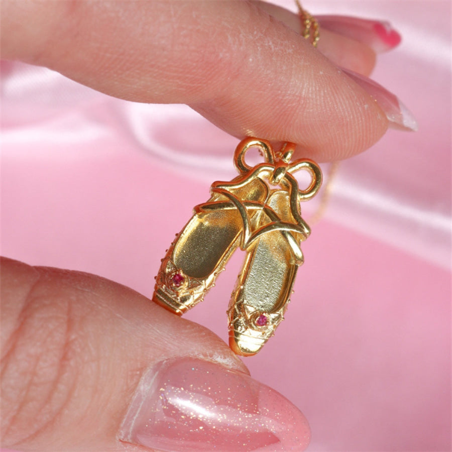 Copper Ballet Shoe Pendant Necklace Apparel and Accessories