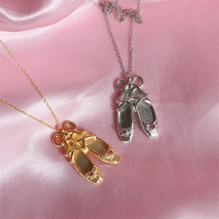 Copper Ballet Shoe Pendant Necklace Apparel and Accessories