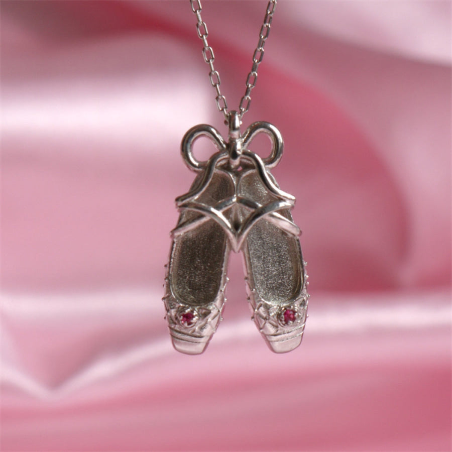 Copper Ballet Shoe Pendant Necklace Silver / One Size Apparel and Accessories