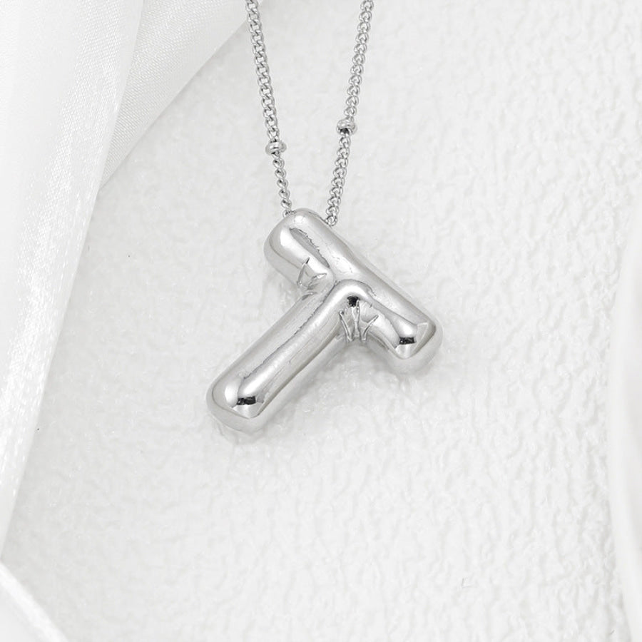 Copper Bubble Letter Pendant Necklace Style T / One Size Apparel and Accessories