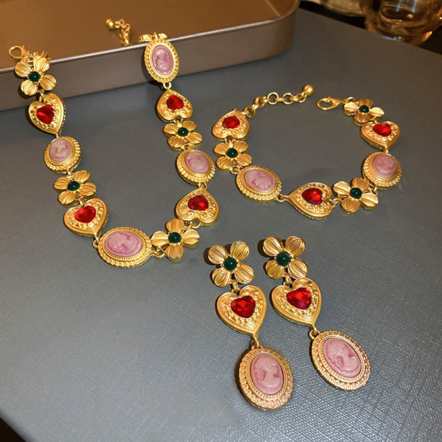 Copper Inlaid Rhinestone Vintage Bracelet Gold / One Size Apparel and Accessories