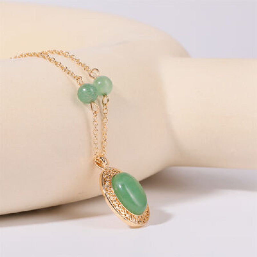 Copper Natural Crystal Pendant Necklace Mint Green / One Size Apparel and Accessories