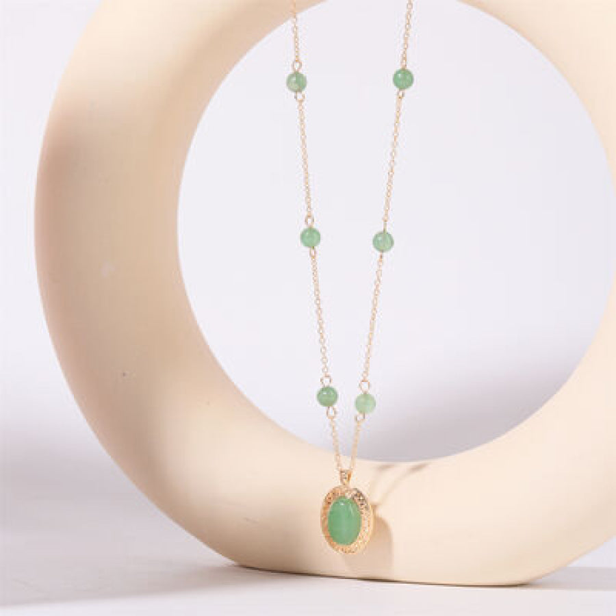 Copper Natural Crystal Pendant Necklace Mint Green / One Size Apparel and Accessories