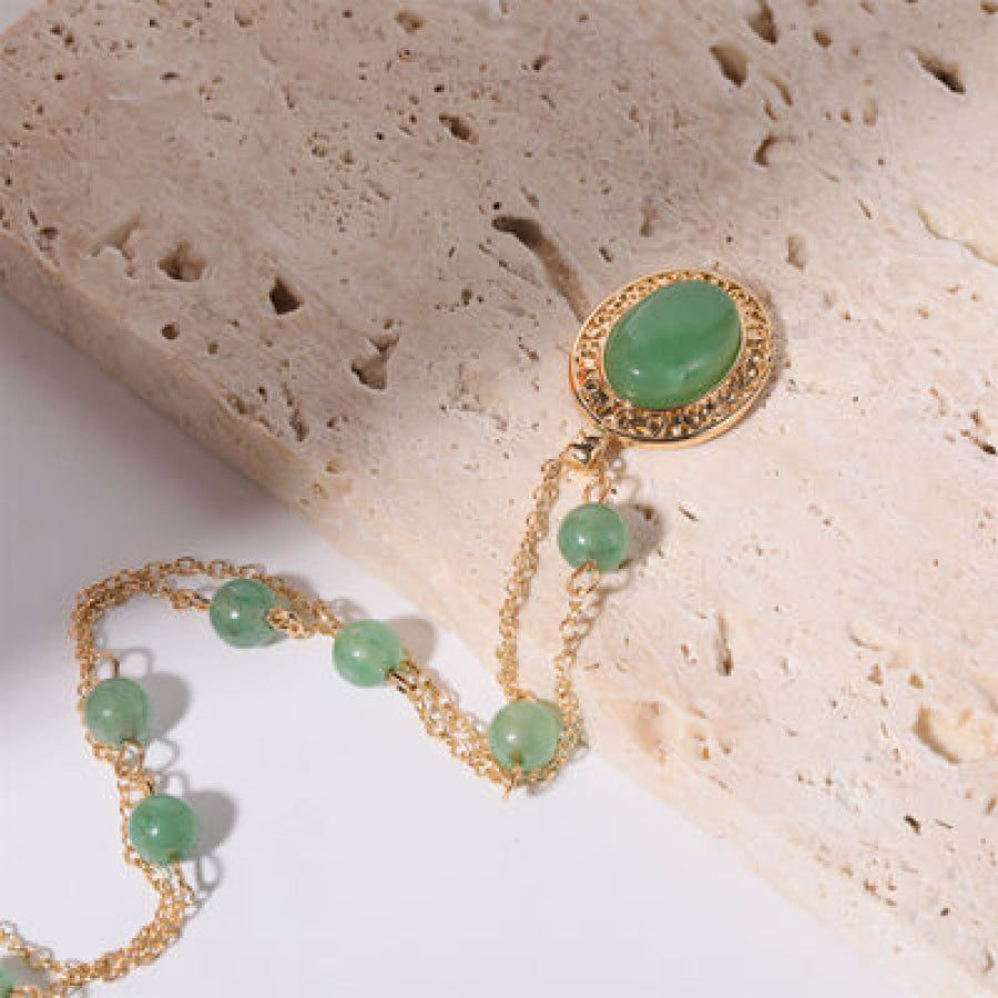 Copper Natural Crystal Pendant Necklace Mint Green / One Size Apparel and Accessories