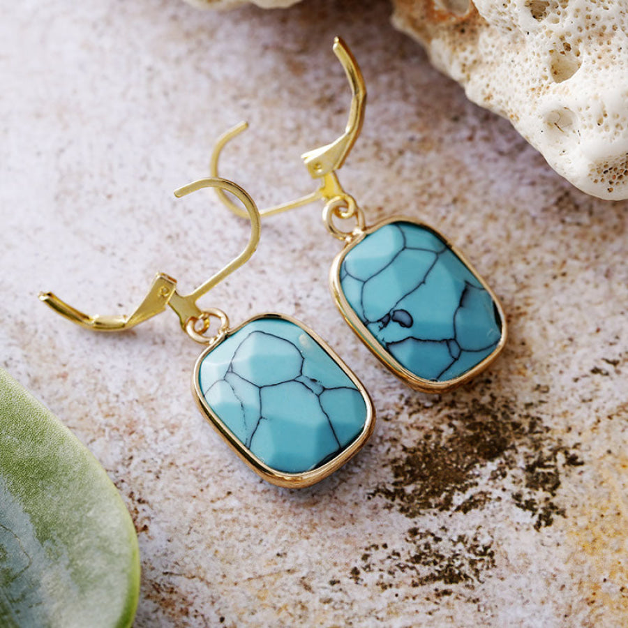Copper Natural Stone Dangle Earrings Sky Blue / One Size Apparel and Accessories