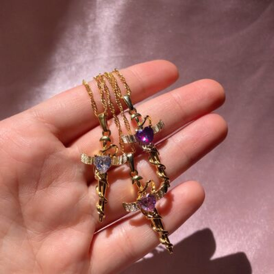 Copper Zircon Cross Pendant Necklace Apparel and Accessories