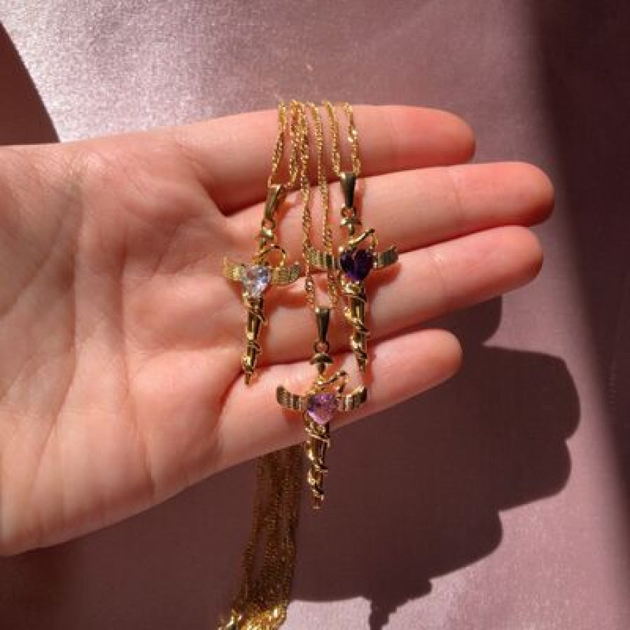 Copper Zircon Cross Pendant Necklace Apparel and Accessories