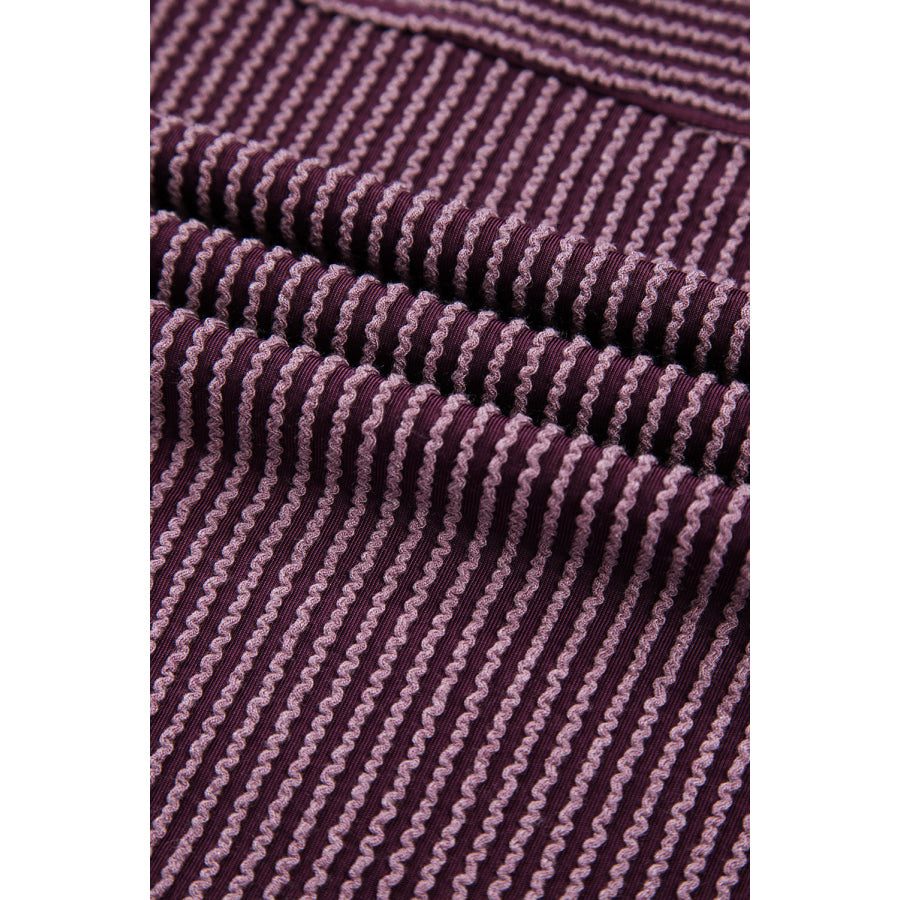 Corded Knit Mock Neck Short Sleeve T Shirt Apparel and Accessories