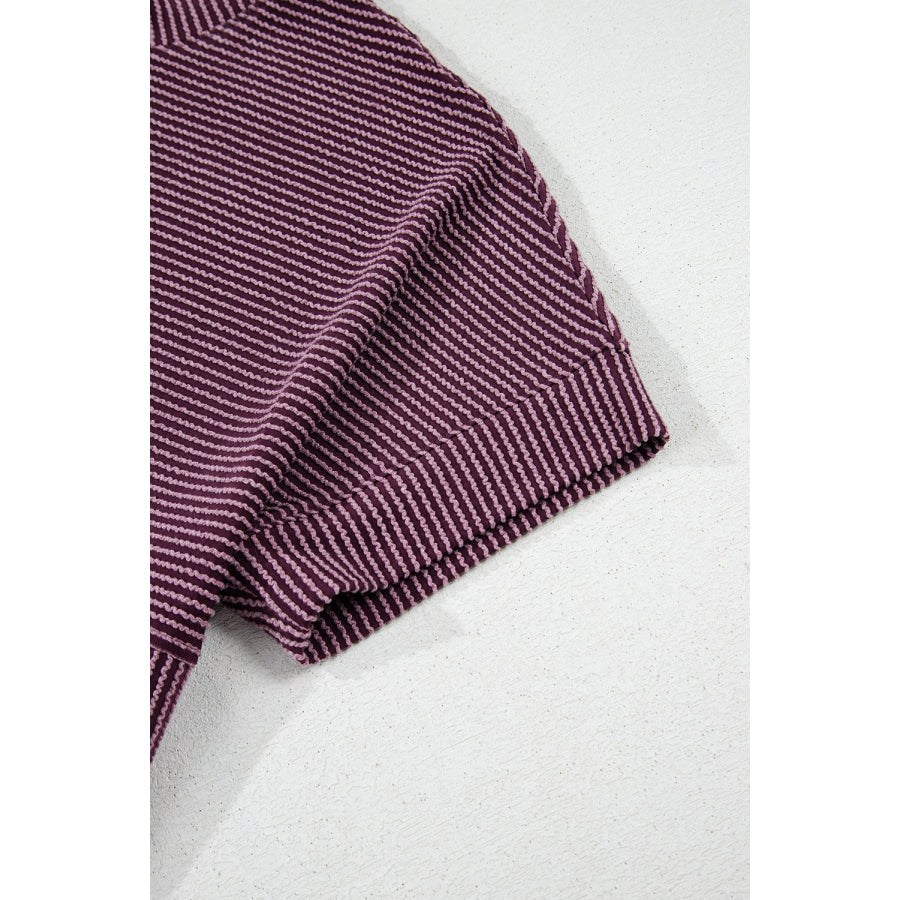 Corded Knit Mock Neck Short Sleeve T Shirt Apparel and Accessories