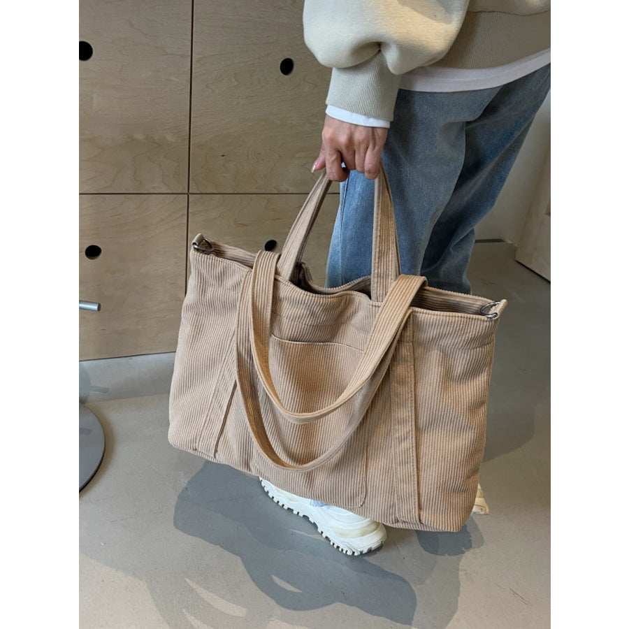 Corduroy Solid Large Tote Bag Apparel and Accessories