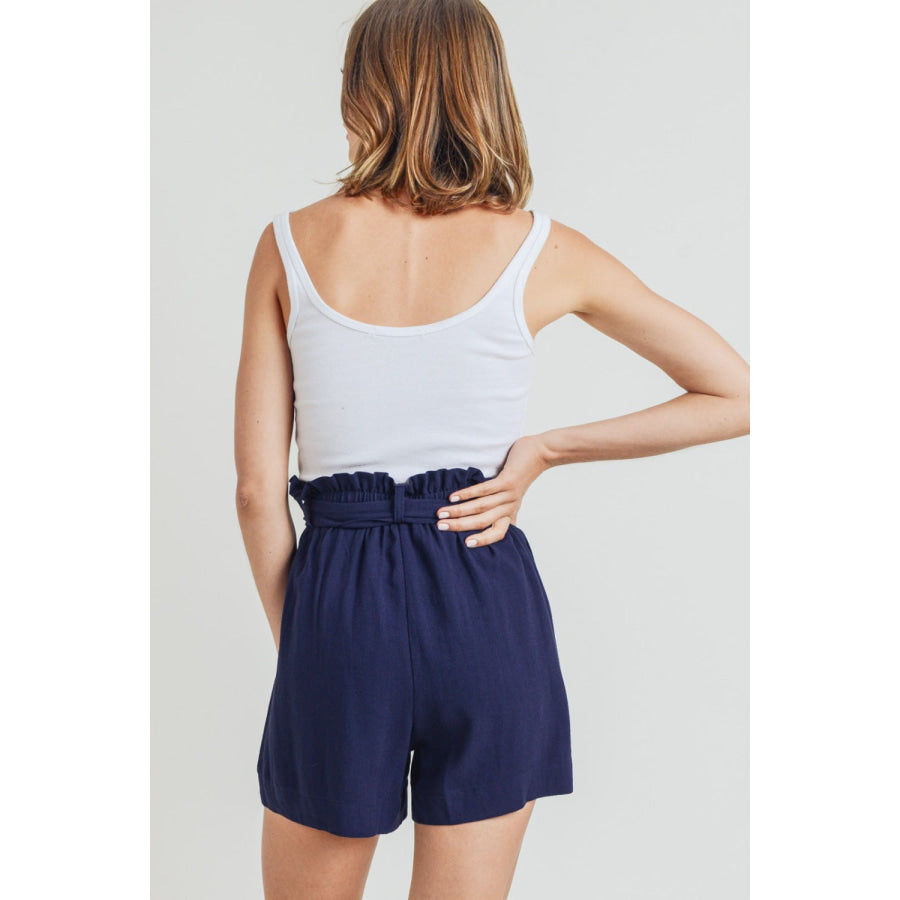 Cotton Bleu by Nu Label Buckle Belt Cotton Linen Shorts Apparel and Accessories