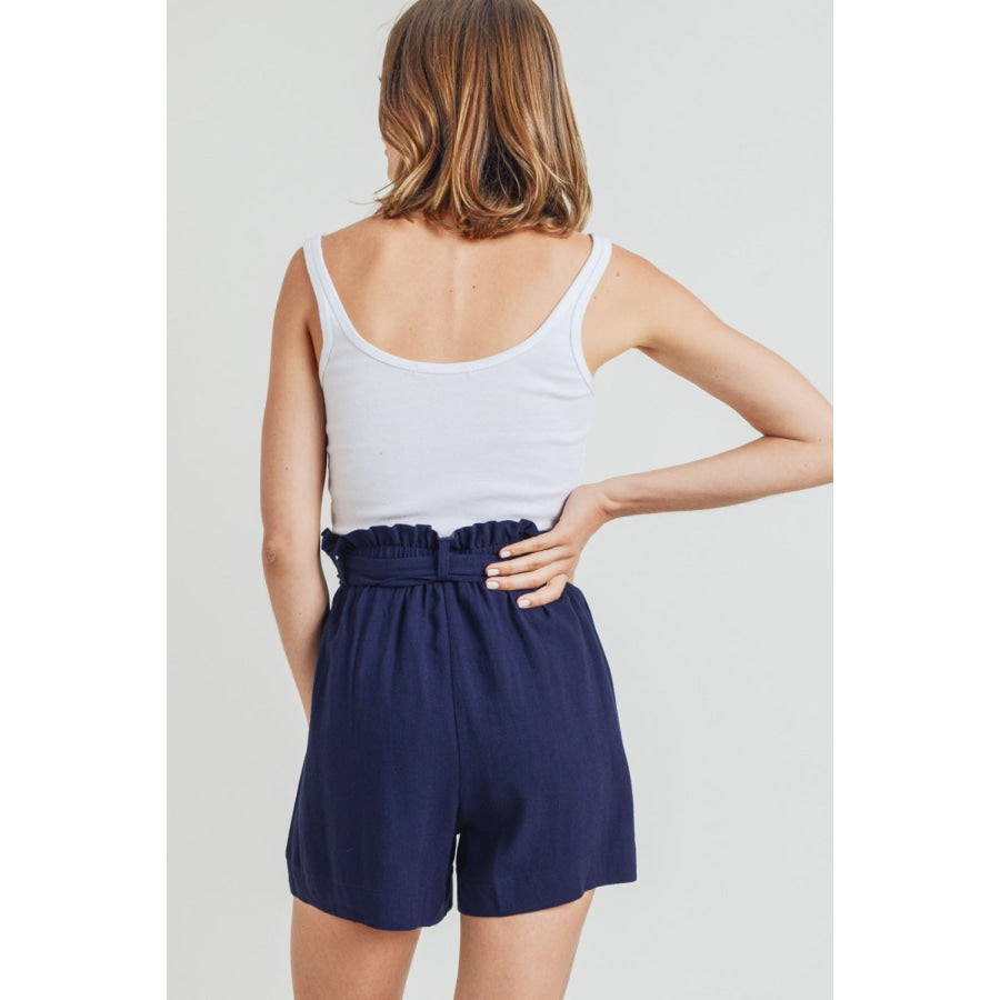 Cotton Bleu by Nu Label Buckle Belt Cotton Linen Shorts Navy / S Apparel and Accessories