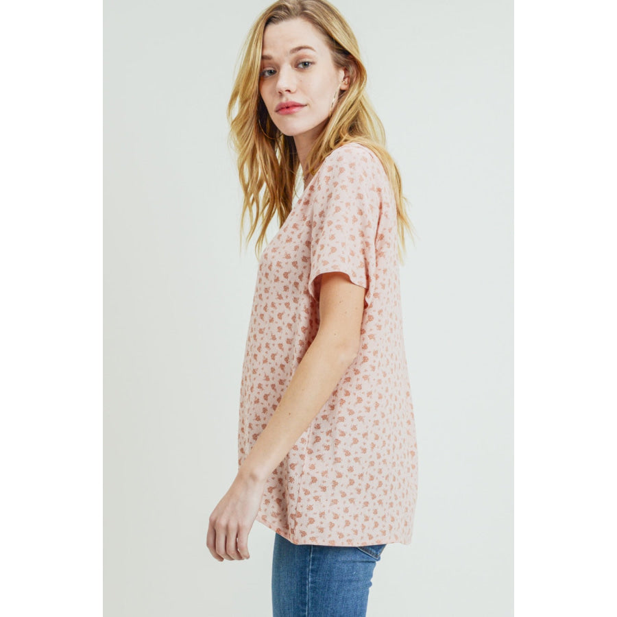 Cotton Bleu by Nu Label Printed V-Neck Short Sleeve T-Shirt Apparel and Accessories