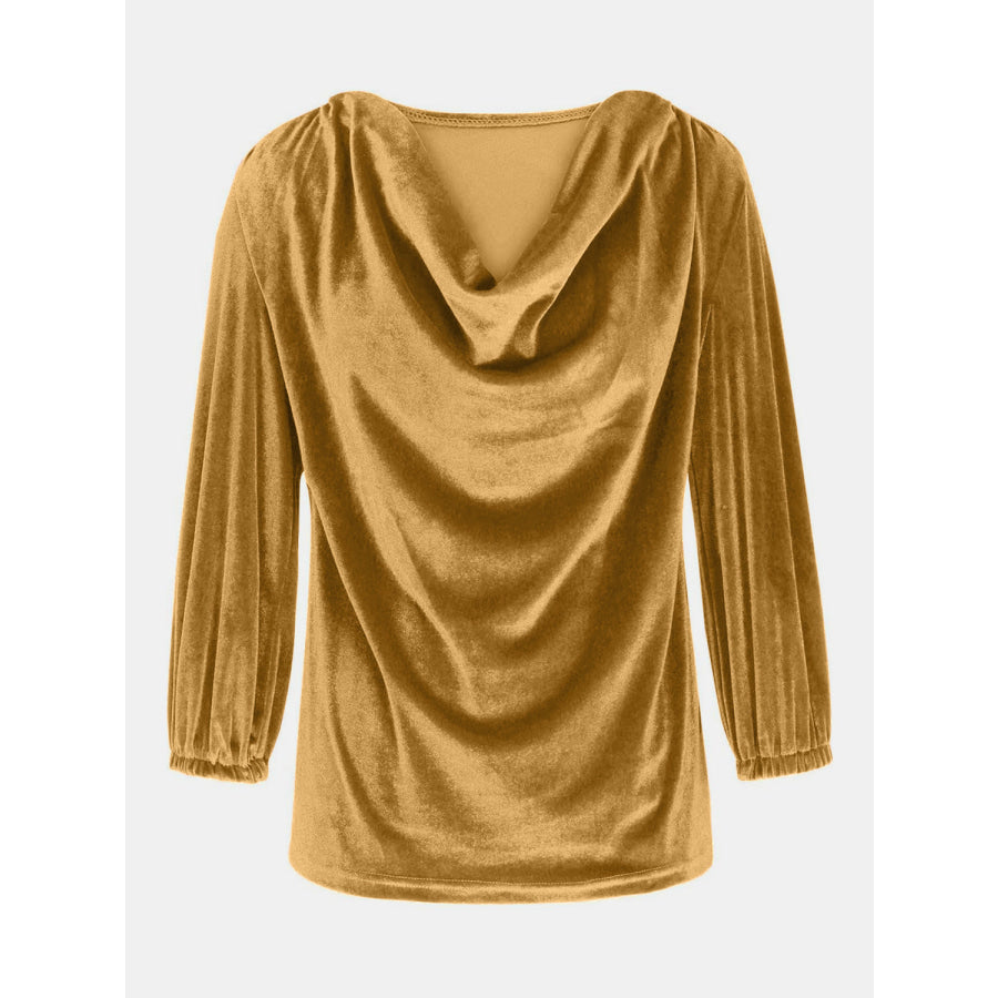 Cowl Neck Three-Quarter Sleeve Top Apparel and Accessories
