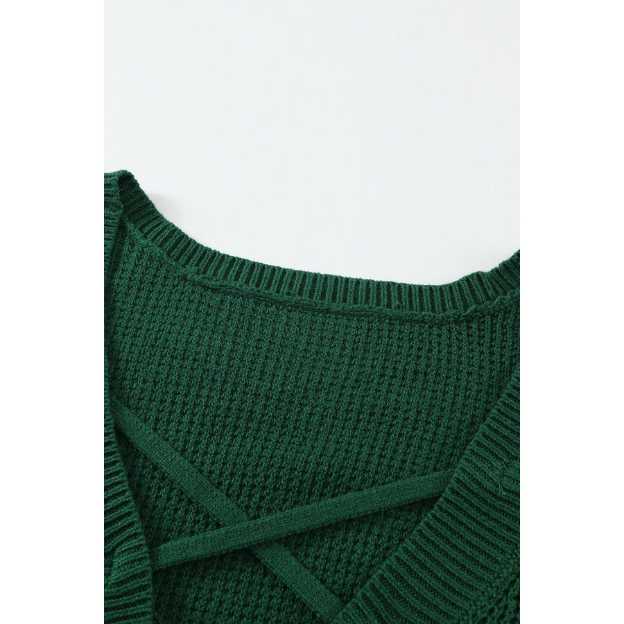 Crisscross Back Boat Neck Sweater Apparel and Accessories
