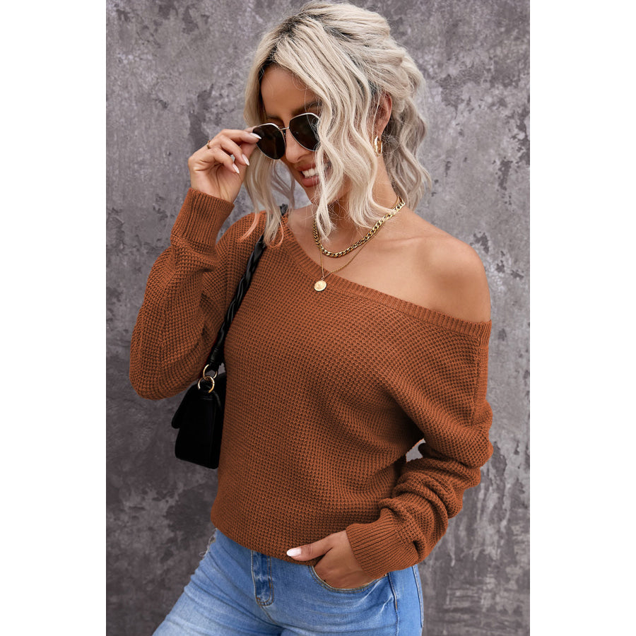 Crisscross Back Boat Neck Sweater Apparel and Accessories