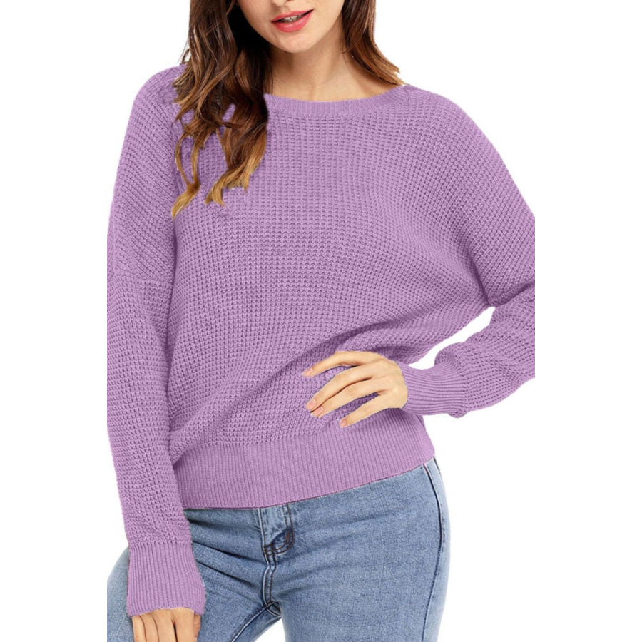 Crisscross Back Boat Neck Sweater Apparel and Accessories