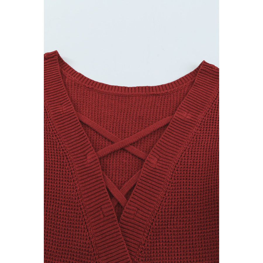 Crisscross Back Boat Neck Sweater Apparel and Accessories