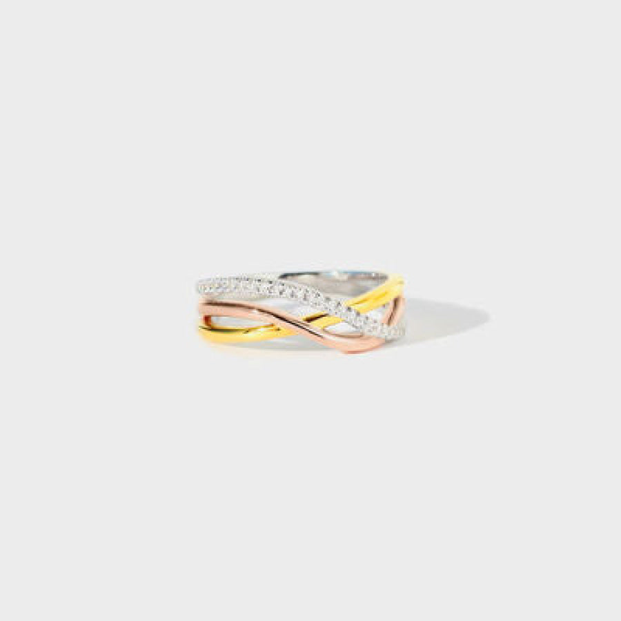 Crisscross Gold-Plated 925 Sterling Silver Ring Gold / 6 Apparel and Accessories