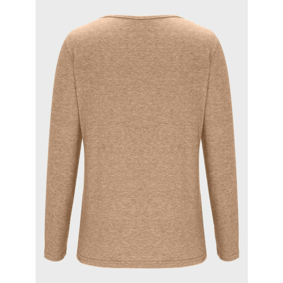 Crisscross V-Neck Long Sleeve T-Shirt Apparel and Accessories