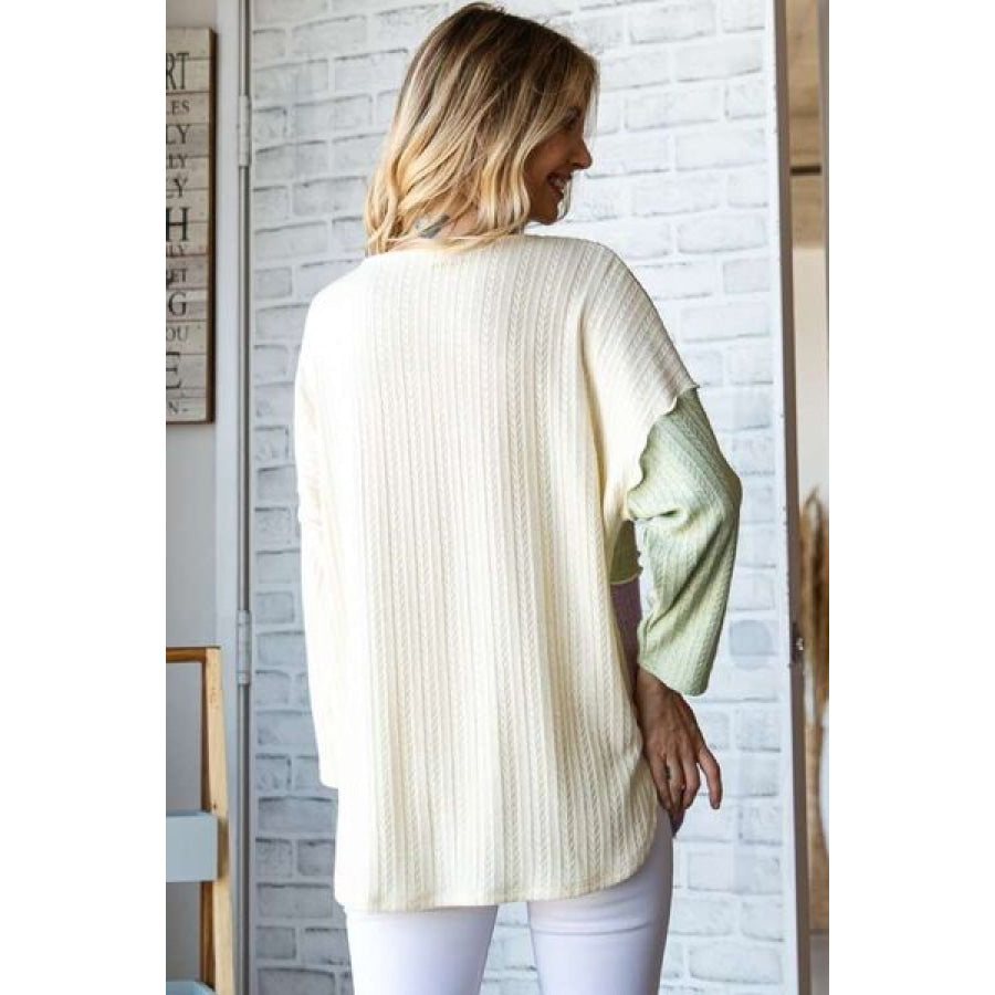 Culture Code Color Block Round Neck Dropped Shoulder Blouse Apparel and Accessories