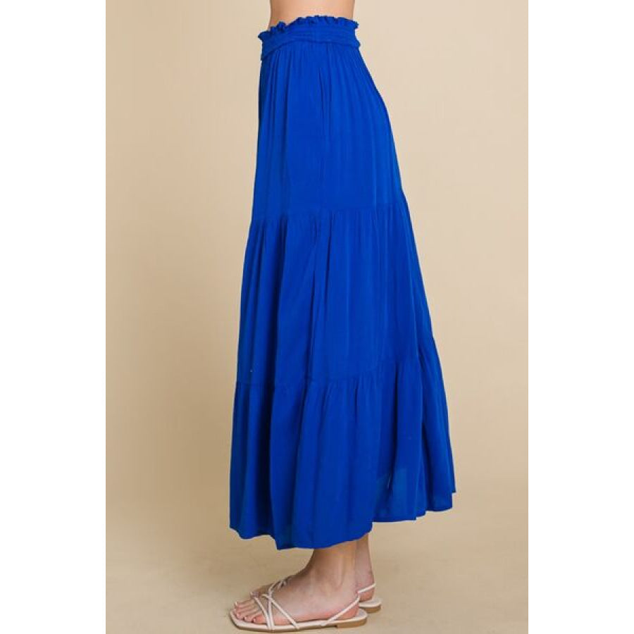 Culture Code Full Size Frill Ruched Midi Skirt Apparel and Accessories