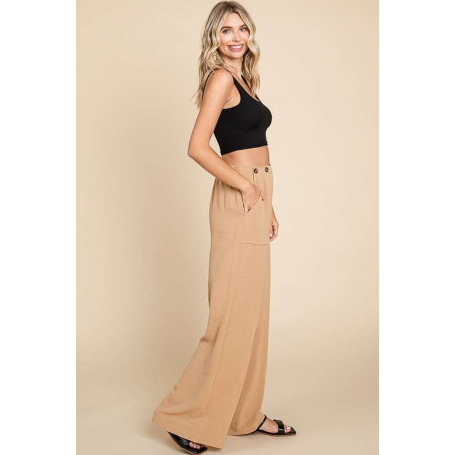 Culture Code Full Size High Waist Wide Leg Cargo Pants Apparel and Accessories
