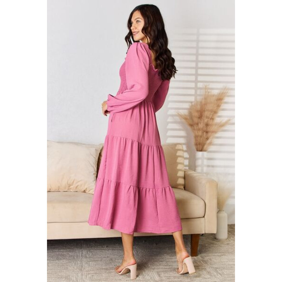 Culture Code Full Size Ruffle Trim Smocked Tiered Dress Apparel and Accessories