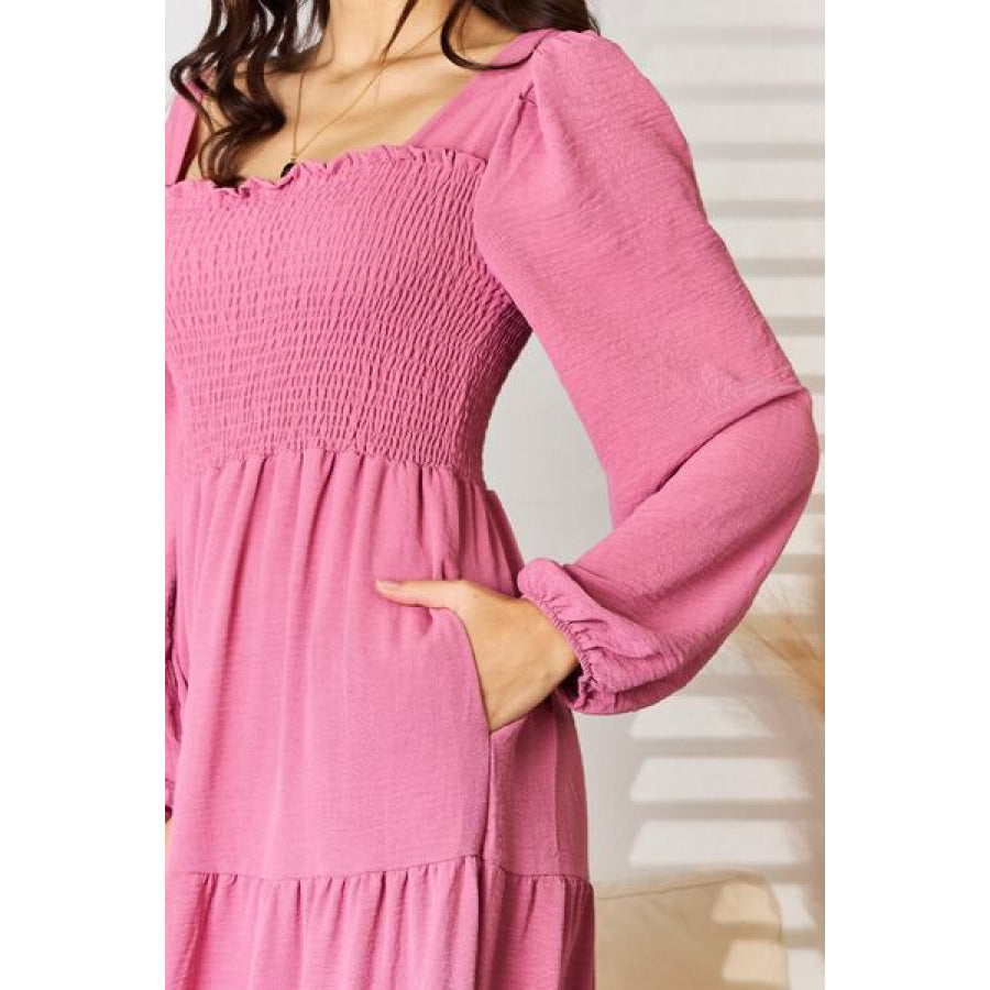 Culture Code Full Size Ruffle Trim Smocked Tiered Dress Apparel and Accessories