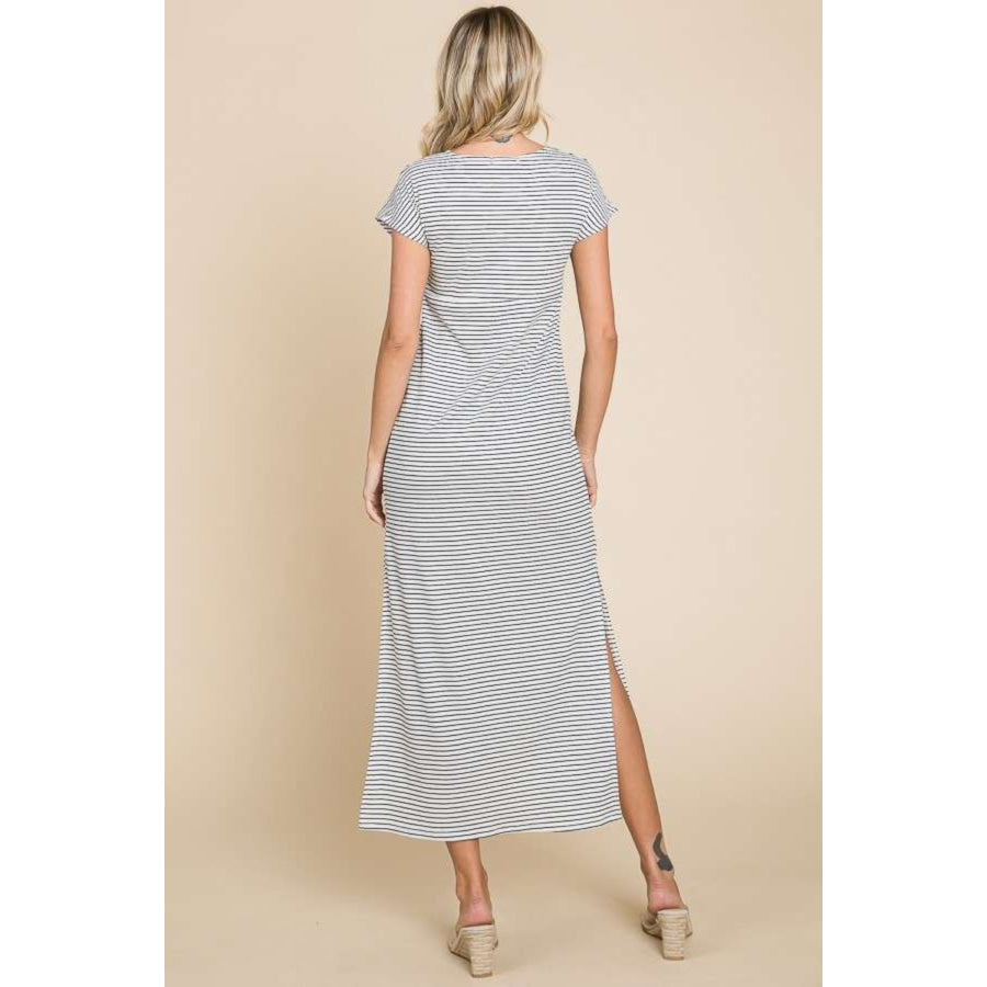 Culture Code Full Size Striped Twisted Detail Dress Apparel and Accessories