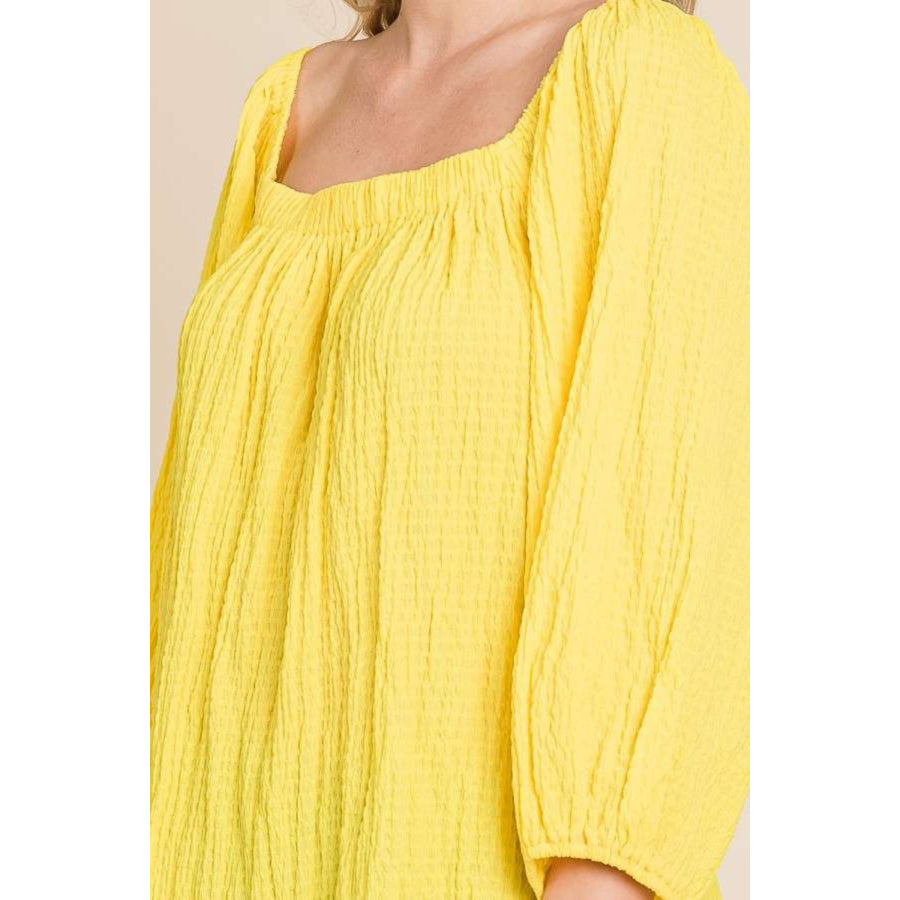 Culture Code Texture Square Neck Puff Sleeve Top Apparel and Accessories